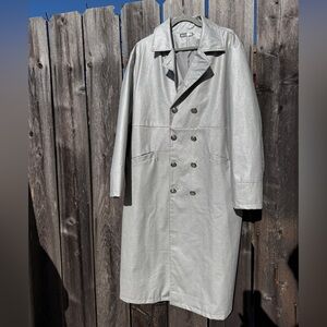 Men's Classic Double-Breasted Silver Shimmer Trench Coat